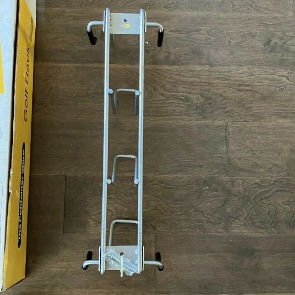 NIB The Container Store Golf Rack storage solid steel wall Mount